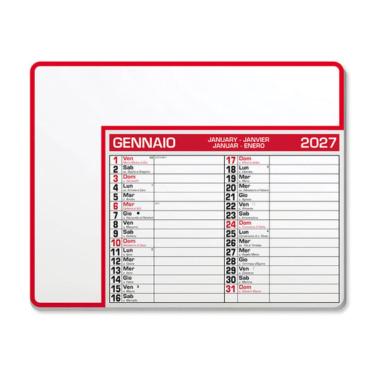Calendario tappetino mouse 2027 Calendar Pad Edge PA782